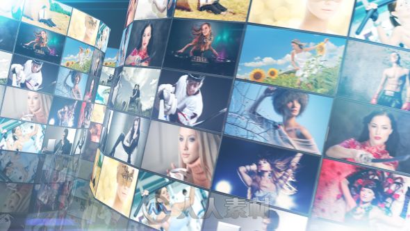 简约环形照片墙分屏展示照片幻灯片相册动画AE模板Videohive MultiScreen Studio V...