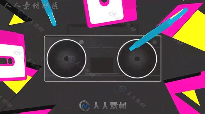 现代派对时尚华丽动感磁带视频开场AE模板Videohive Glam Rock Cassette Slideshow...