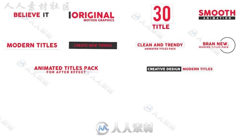 现代简约干净独特的文字标题排版动画展示幻灯片AE模板Videohive Modern Titles II...