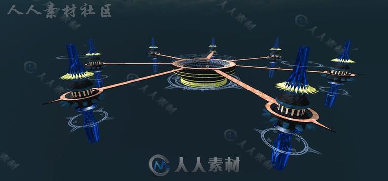 魔幻空中斗兽场幻想环境3D模型Unity游戏素材资源