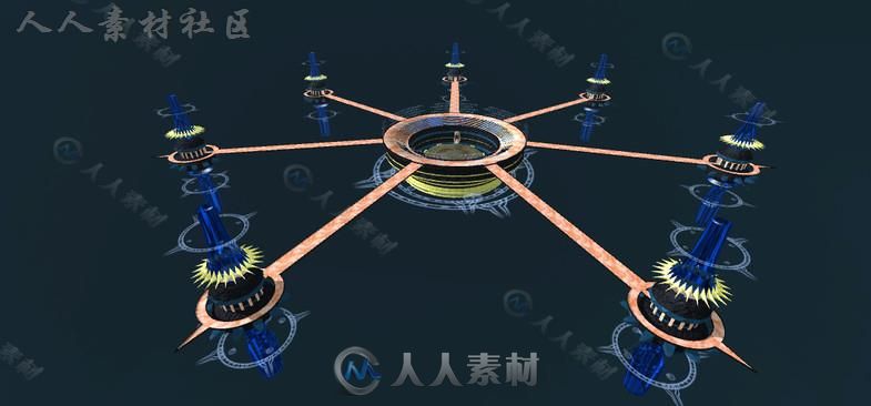 魔幻空中斗兽场幻想环境3D模型Unity游戏素材资源