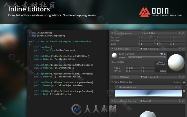 强大高级的检查器和序列化系统编辑器扩充Unity游戏素材资源
