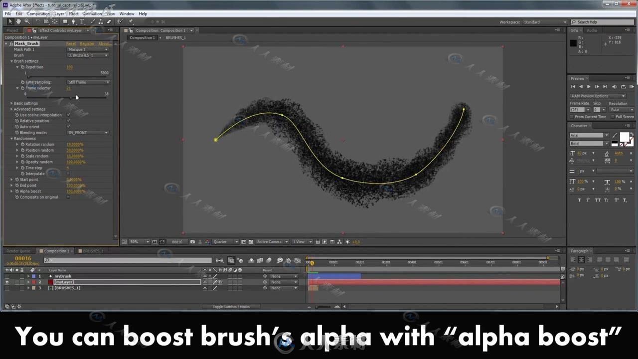 AE有趣的图案遮罩路径笔刷路径动画插件 aescripts BAO Mask brush v1.5.5