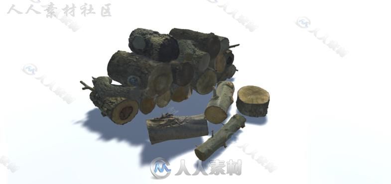 不同的现代原木树桩环境3D模型Unity游戏素材资源