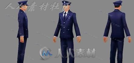 现实帅气男警察角色3D模型