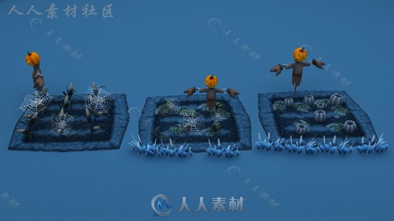 恐怖的万圣节卡通农场环境3D模型Unity游戏素材资源