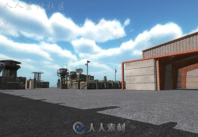 陈旧的低聚军事基地环境3D模型Unity游戏素材资源