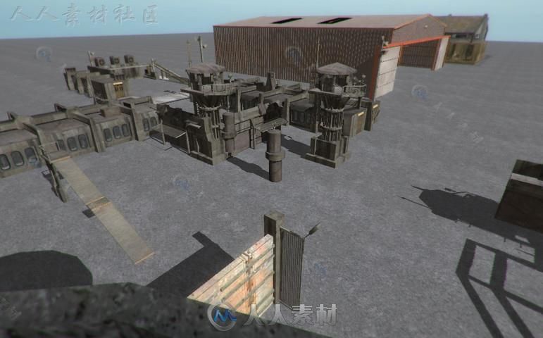 陈旧的低聚军事基地环境3D模型Unity游戏素材资源