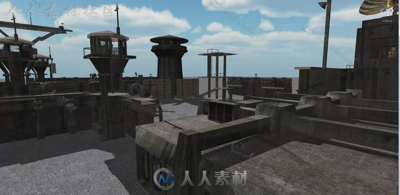 陈旧的低聚军事基地环境3D模型Unity游戏素材资源