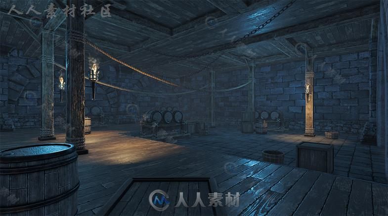 中世纪冬季堡垒环境3D模型Unity游戏素材资源