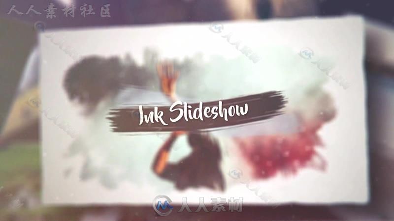 时尚浪漫水墨散开照片展示幻灯片相册动画AE模板Videohive Ink Photo Slideshow 20...