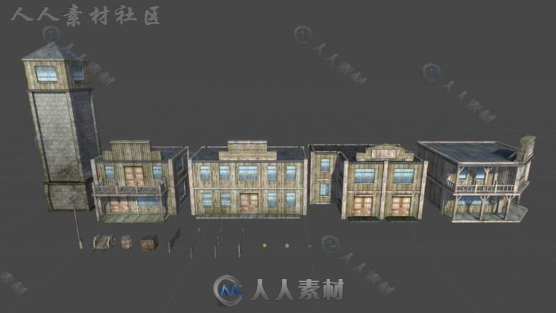 西部城镇环境3D模型Unity游戏素材资源