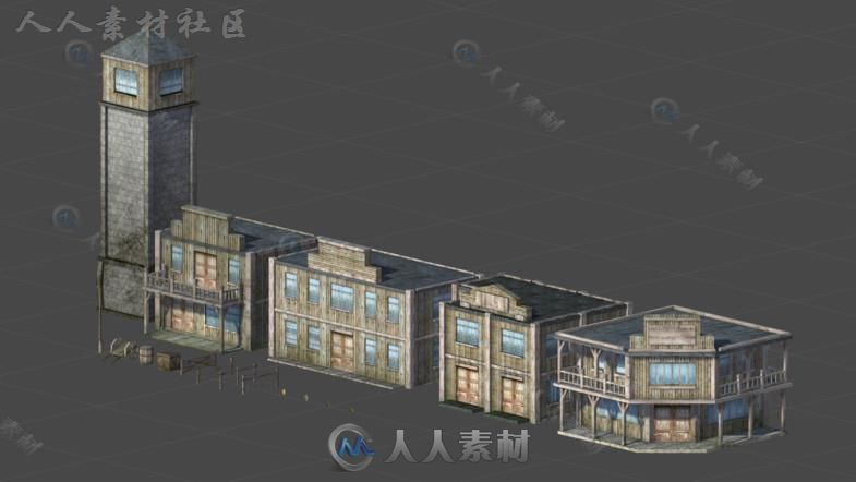 西部城镇环境3D模型Unity游戏素材资源