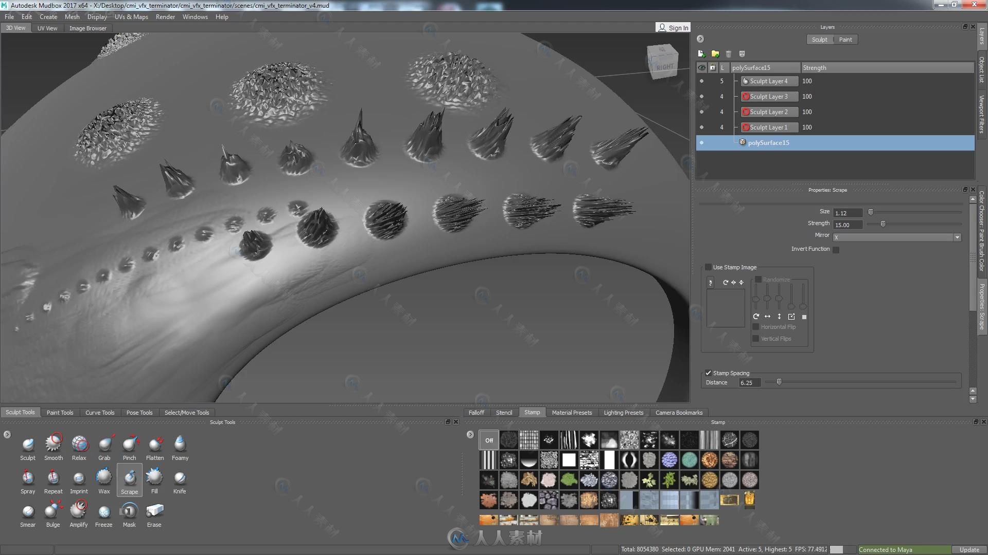 Maya终结者金属骷髅实例制作视频教程 CMIVFX TEXTURING AND LOOK DEV FOR GRAPHIC ...