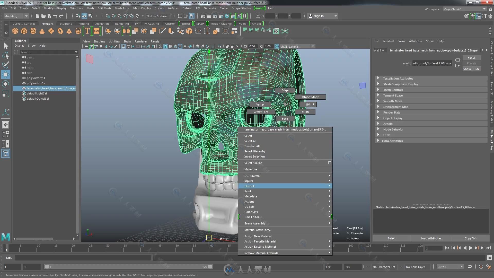 Maya终结者金属骷髅实例制作视频教程 CMIVFX TEXTURING AND LOOK DEV FOR GRAPHIC ...