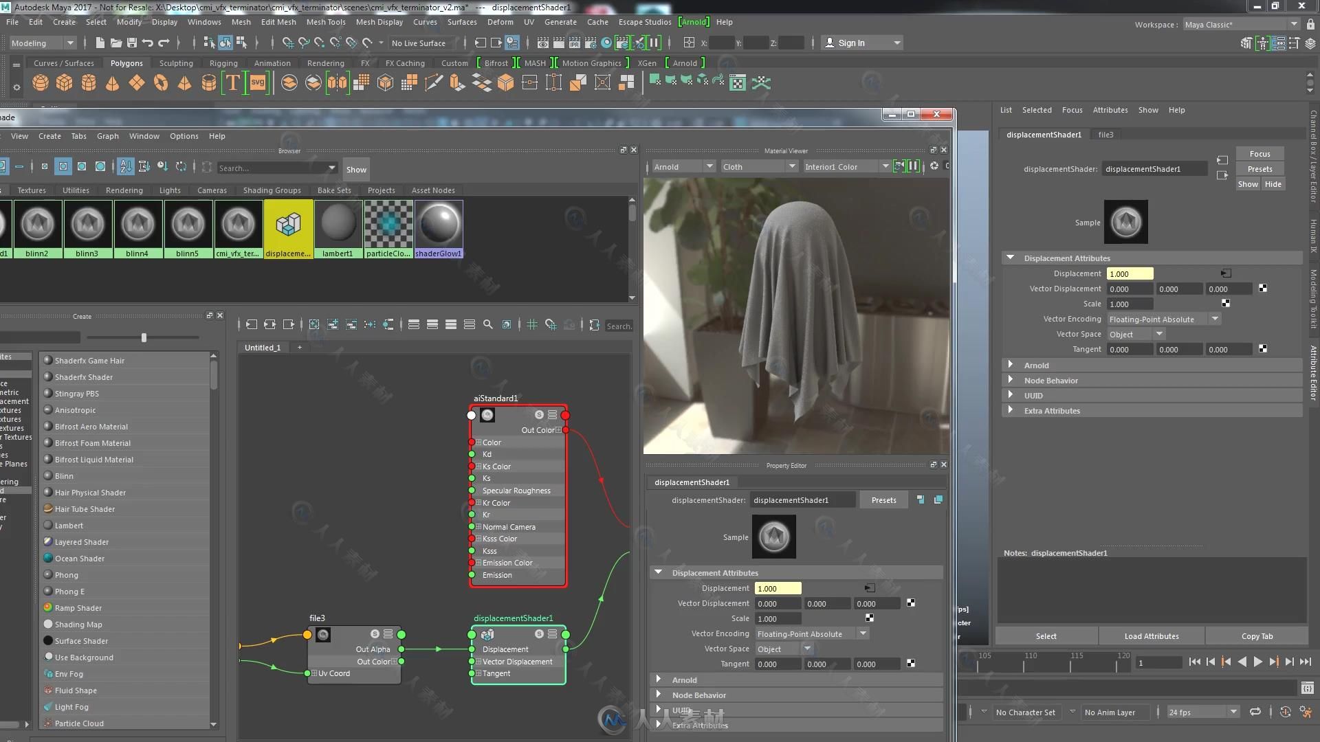 Maya终结者金属骷髅实例制作视频教程 CMIVFX TEXTURING AND LOOK DEV FOR GRAPHIC ...