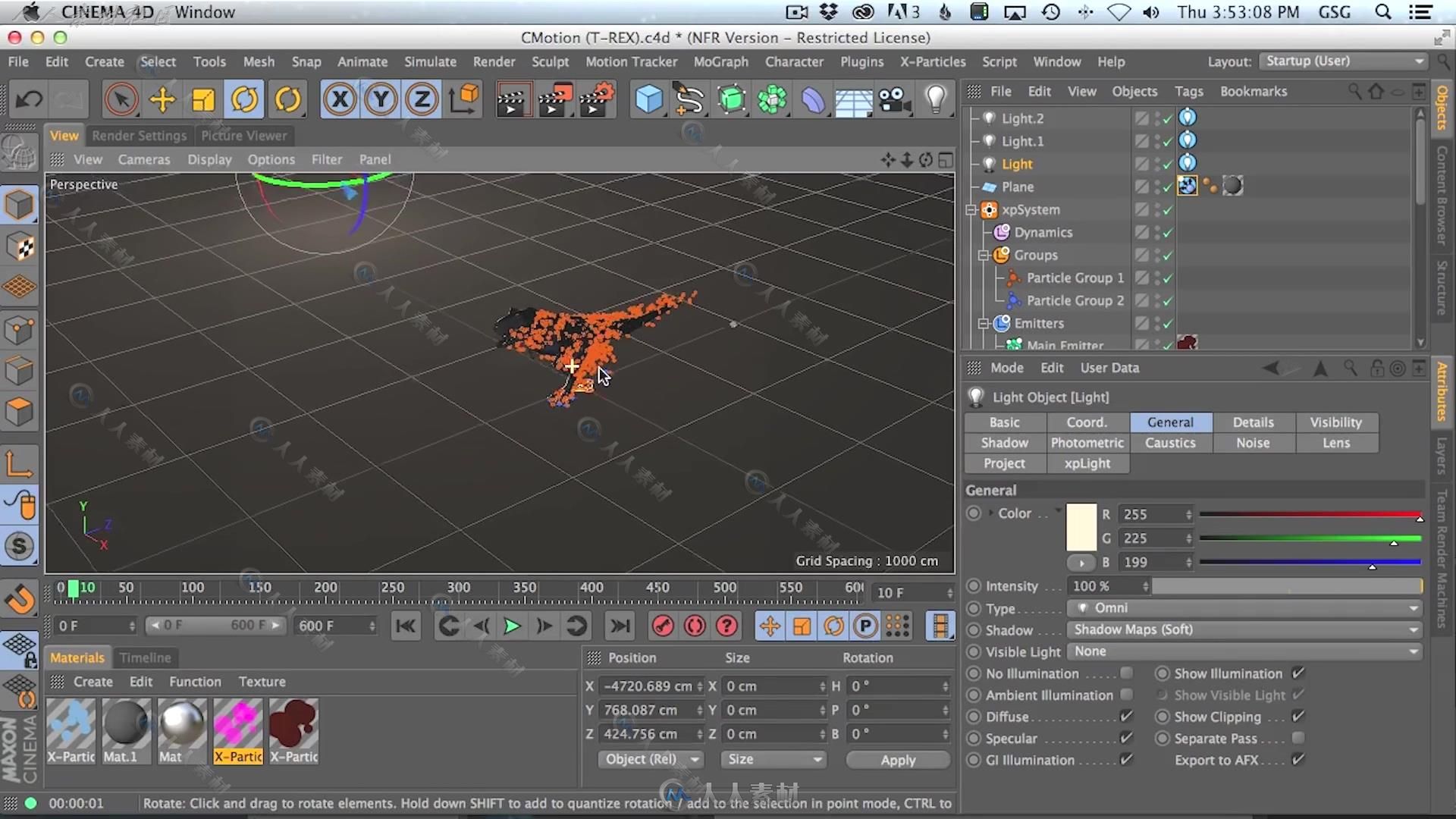 C4D使用Xp 3.5粒子插件制作炫酷粒子线条生长动画GSG灰猩猩视频教程X Particles Tu...