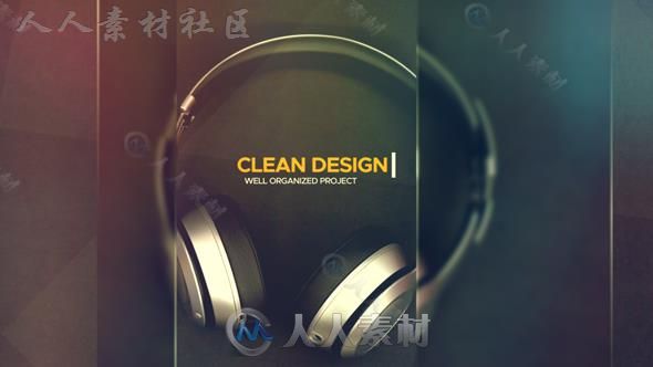 简约美丽玻璃反射遮罩图片展示幻灯片相册动画AE模板Videohive Clean Media Intro ...