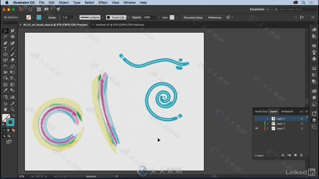 Illustrator自定义创意笔刷使用技术视频教程 Illustrator Creating Custom Brushes