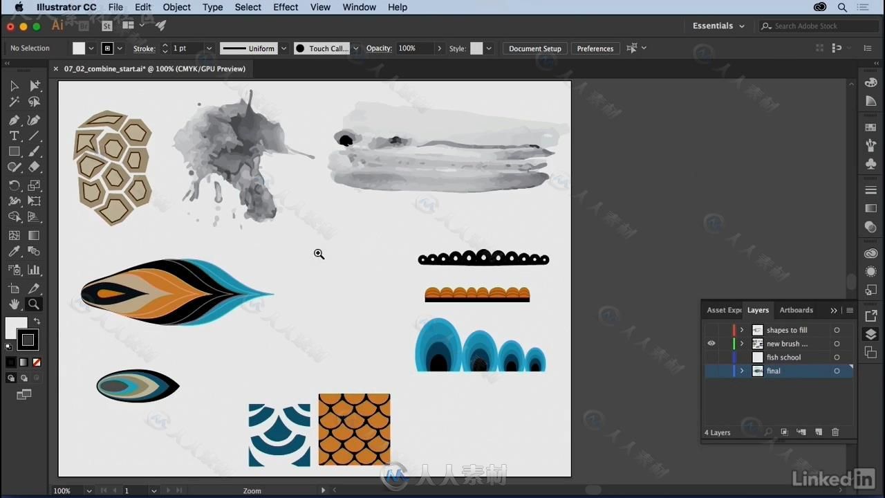 Illustrator自定义创意笔刷使用技术视频教程 Illustrator Creating Custom Brushes