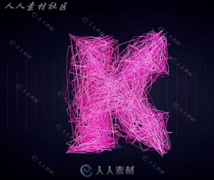 时尚炫酷编织线文字变换动画C4D工程文件