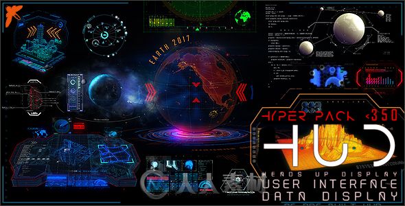 350种HUD高科技科幻全息图UI界面元素动画AE模板Videohive HUD Hyper Pack 350 200...