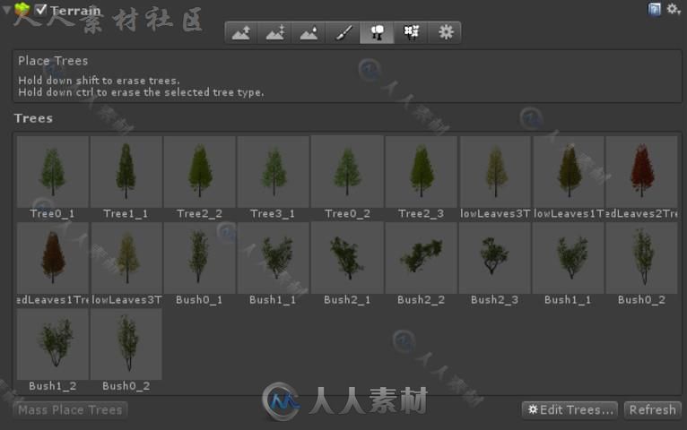 灌木丛落叶森林风景环境3D模型Unity游戏素材资源