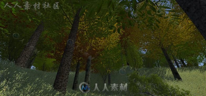 灌木丛落叶森林风景环境3D模型Unity游戏素材资源