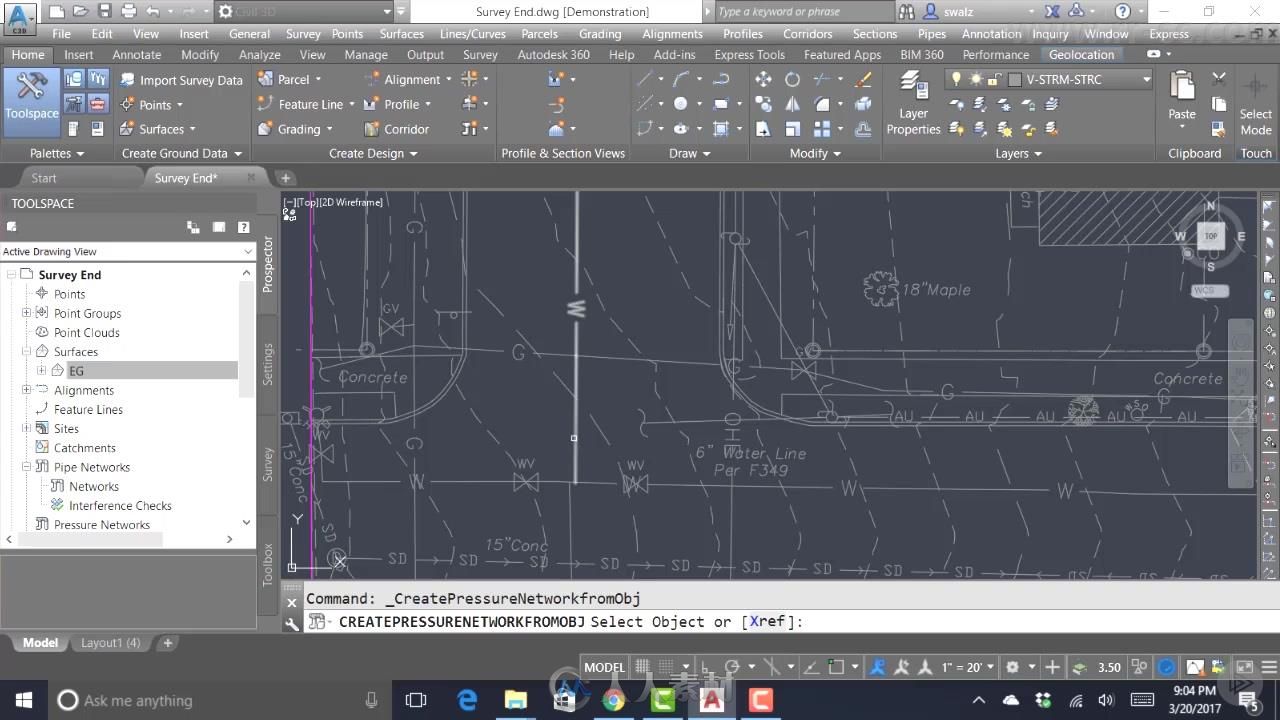 Civil 3D零件模型设计技术视频教程 PLURALSIGHT DESIGNING PRESSURE NETWORK MODEL...