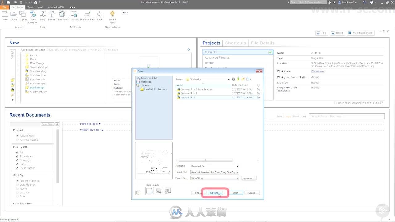 Inventor中2D转换3D技术训练视频教程 PLURALSIGHT 2D TO 3D CONVERSION WITH INVENTOR