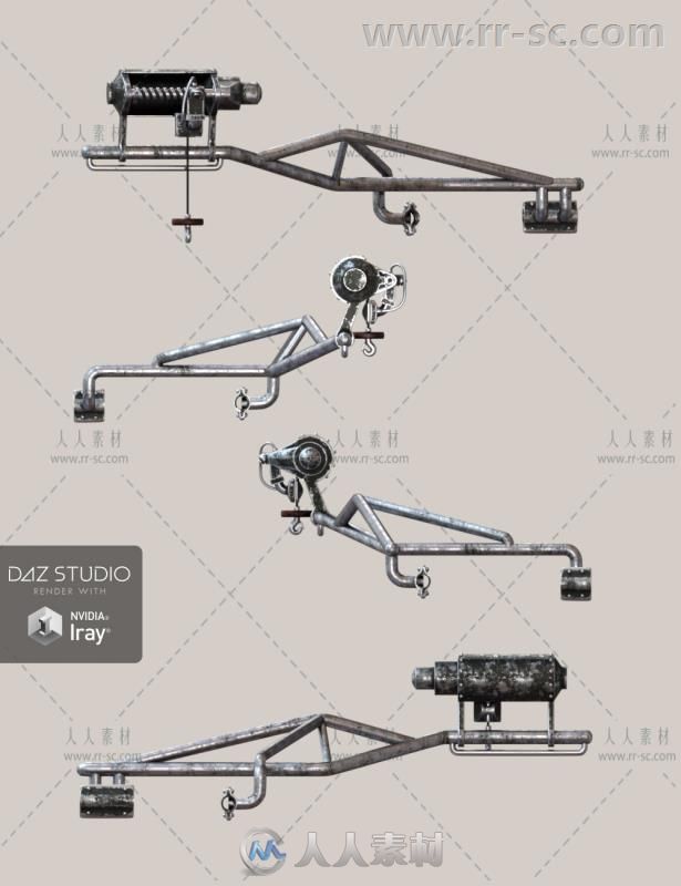 现代轻型涡轮直升机武器道具与绞车3D模型合辑