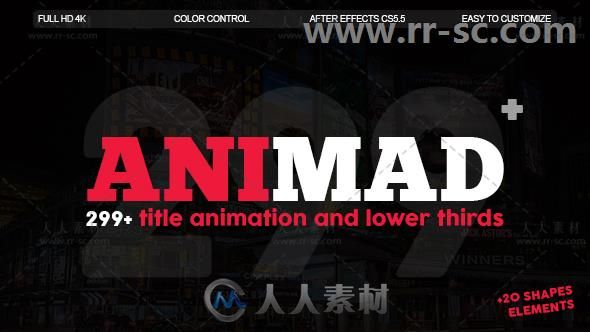 299多组独特创意文字字幕标题动画展示幻灯片AE模板 Videohive AniMad 299+ Titl...