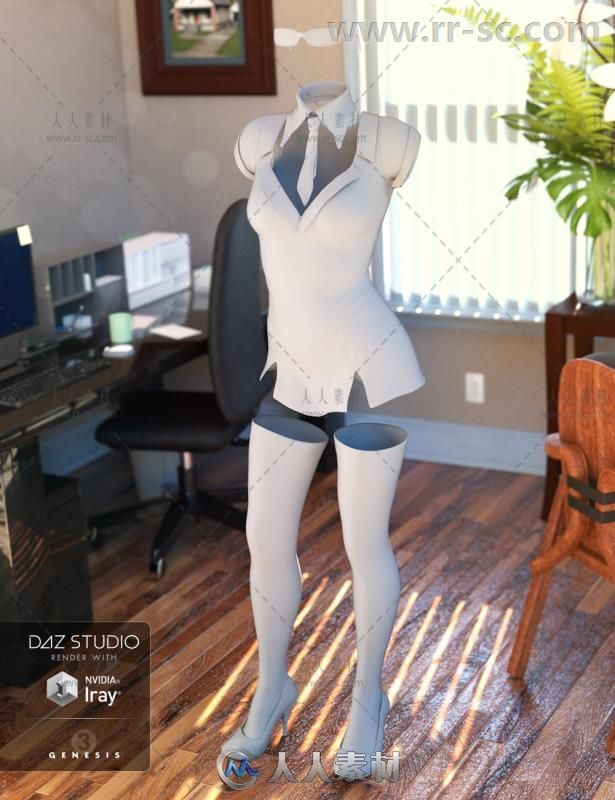 美丽女秘书办公室性感服装3D模型合辑