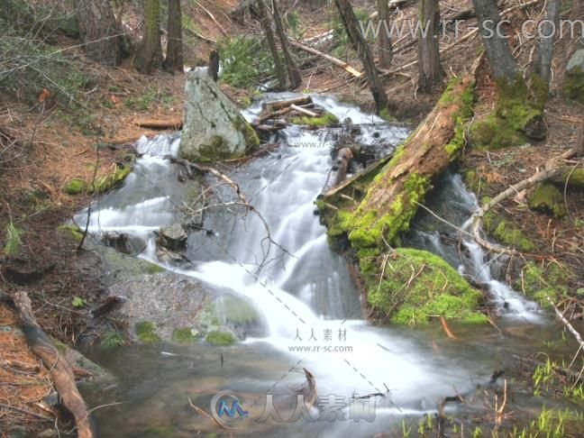 一组自然唯美的山川树林小溪流水特写标清实拍视频素材