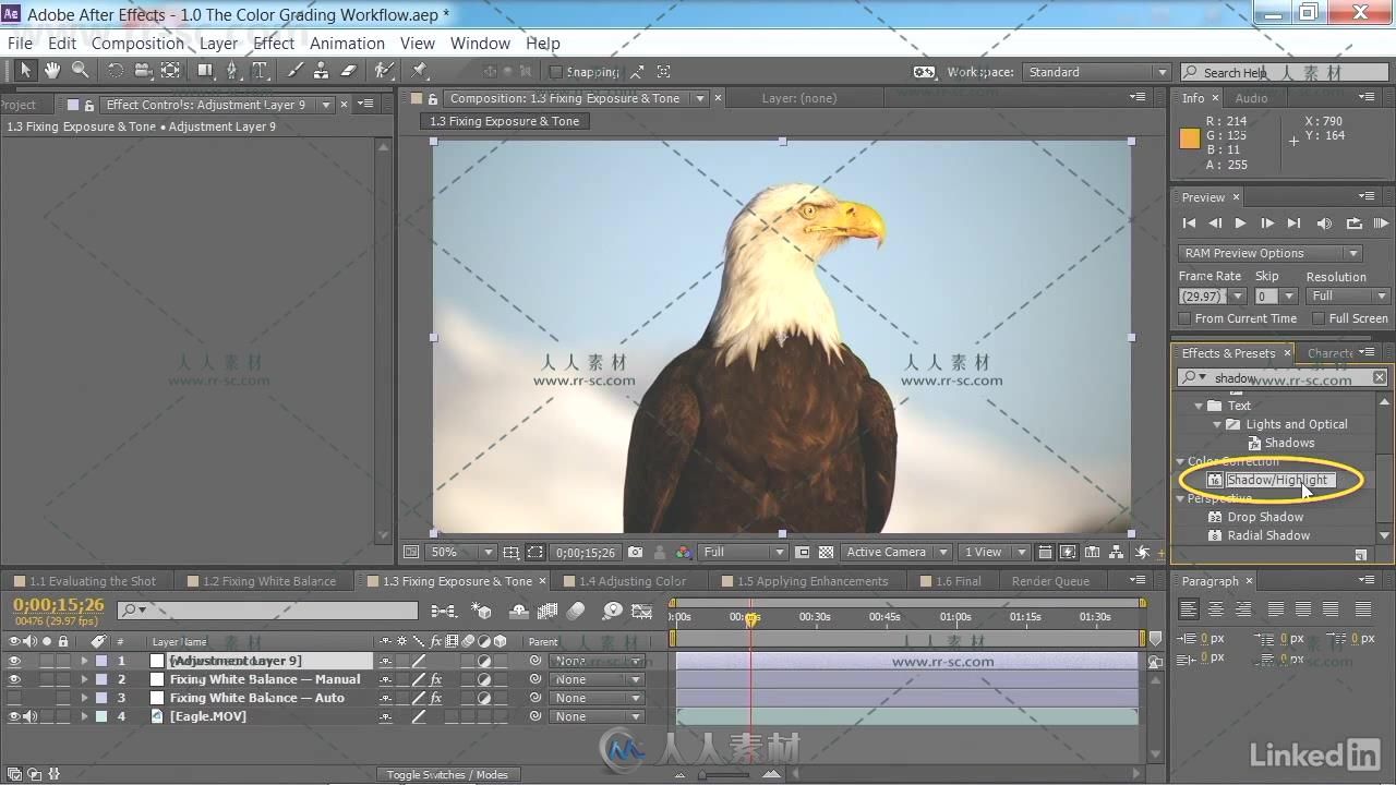 AE大师班之色彩分级技术视频教程 After Effects Guru Color Grading Footage