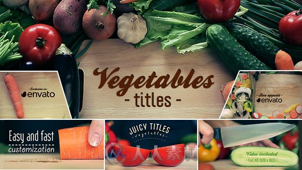 创意明亮美味的蔬菜展示标题动画视频包装AE模板Videohive Vegetables Titles 7502130