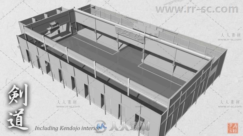 日本剑道服装防护装备和战斗姿势3D模型合辑