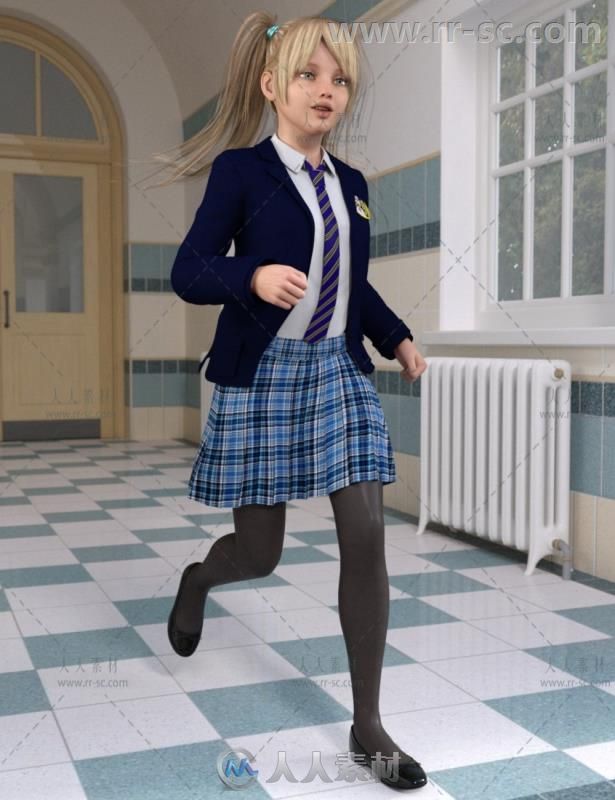 现代传统的学校女生制服3D模型合辑