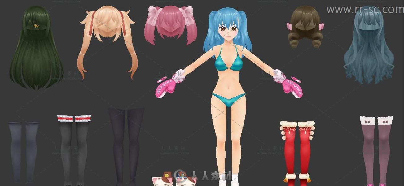 现实女性性感服装 发型 时装3D模型集合