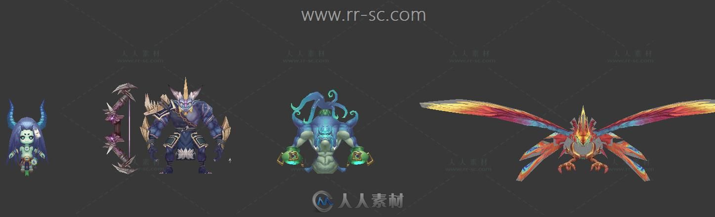 一组很不错的Q版变身类手游3D模型集合