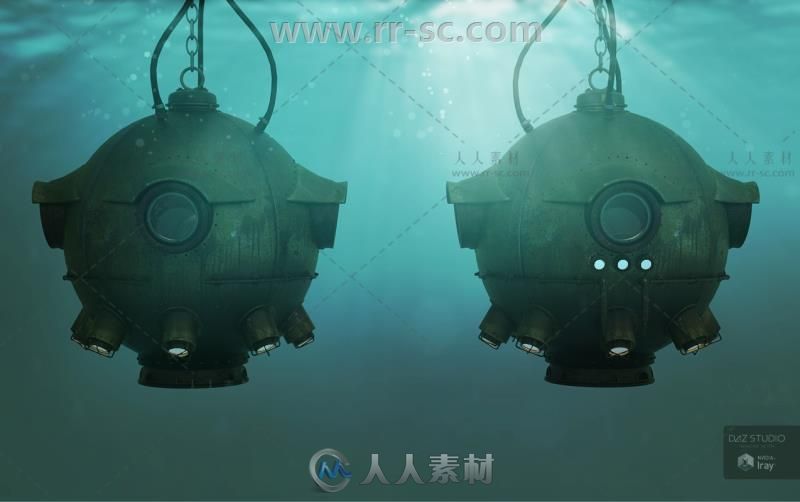 功能齐全的水下探测深海探险武器道具3D模型合辑