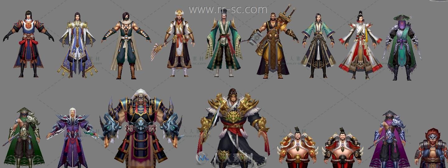 3D武侠手游《风云》全套角色，NPC，坐骑，宠物3D模型大集合