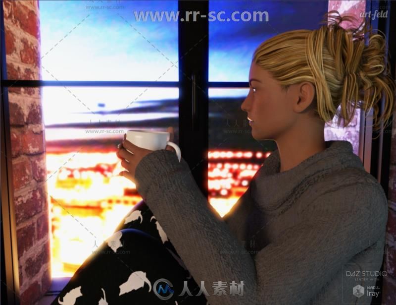 女性美丽时髦舒适的冬季毛衣3D模型合辑