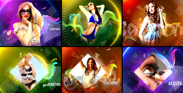 时尚多彩的流体彩带人物介绍幻灯片视频包装AE模板Videohive Colorful Fashion Int...