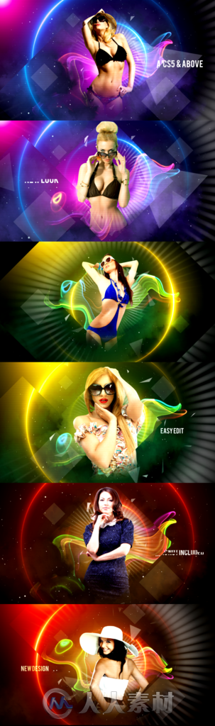 时尚多彩的流体彩带人物介绍幻灯片视频包装AE模板Videohive Colorful Fashion Int...