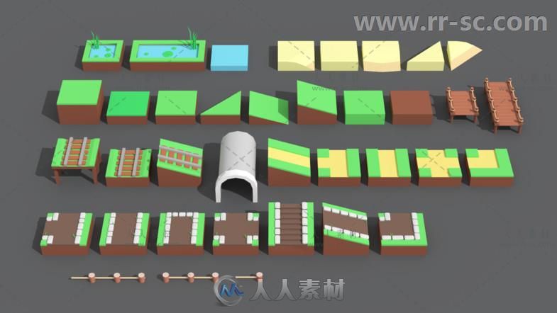 漂亮的卡通风格城镇环境3D模型Unity游戏素材资源