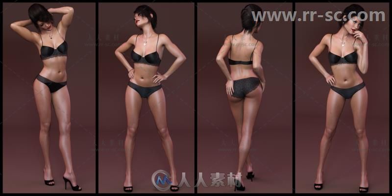 美丽高挑的女性柔美的姿势造型3D模型合辑