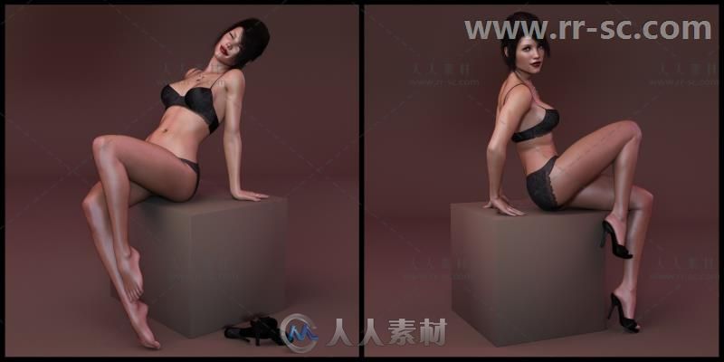 美丽高挑的女性柔美的姿势造型3D模型合辑