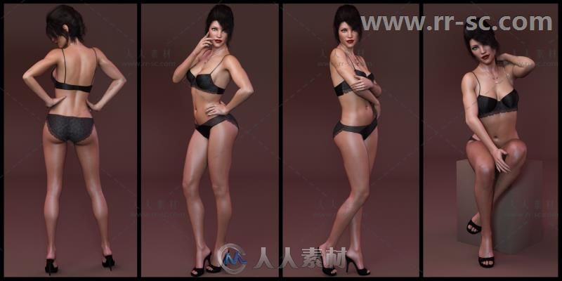 美丽高挑的女性柔美的姿势造型3D模型合辑