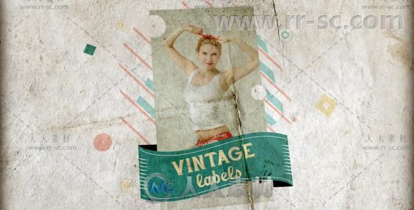 破旧复古效果标签和照片展示幻灯片AE模板Videohive Vintage Labels 3 files 6032600